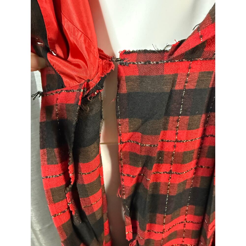 Vintage Red/Black Wool Plaid Sleeveless Dress Sz M - Picture 8 of 8